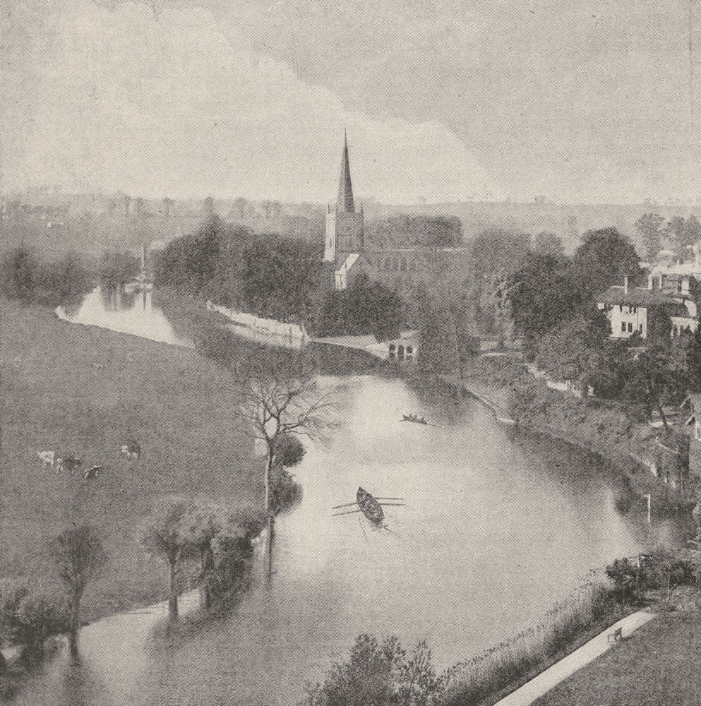 WARWICKSHIRE. The Avon at Stratford 1901 old antique vintage print picture